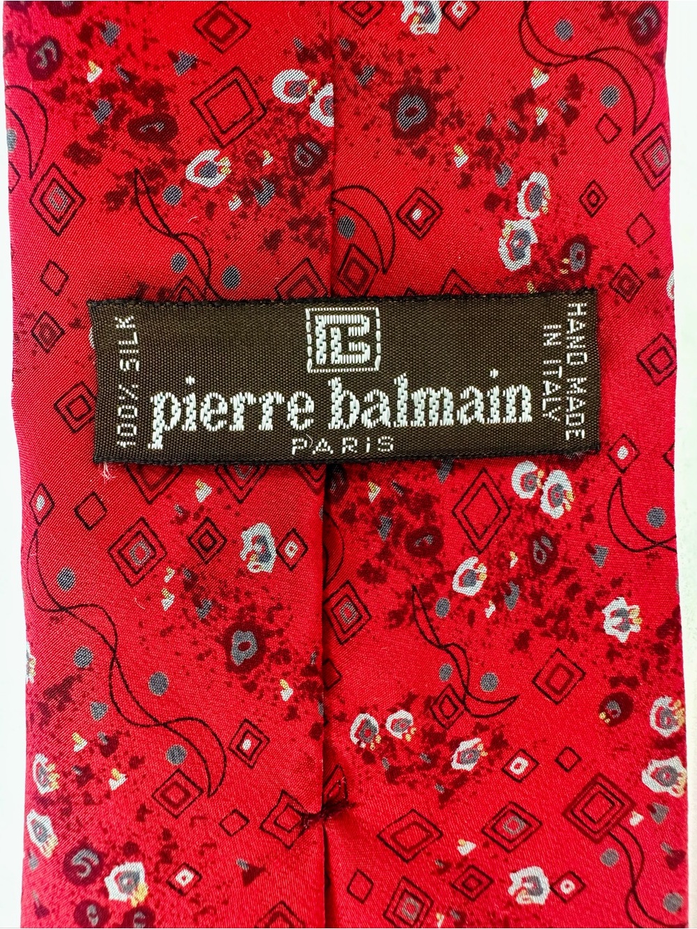 Pierre Balmain Red Floral Silk Tie - Picture 3 of 7